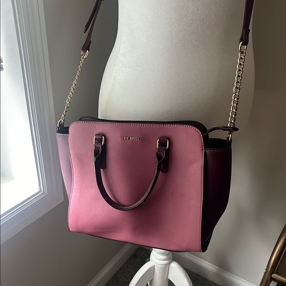 Nine West Pink and Brown Satchel Bag